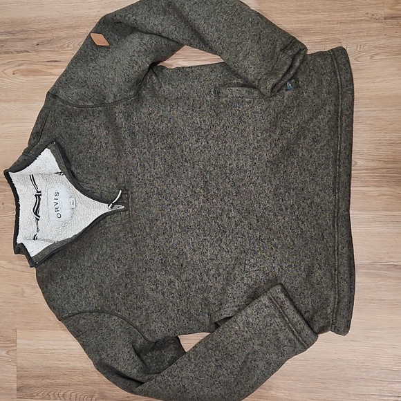 Orvis Other - ORVIS Men’s 1/4 Zip Sherpa-Lined Pullover Sweater Olive Green Large